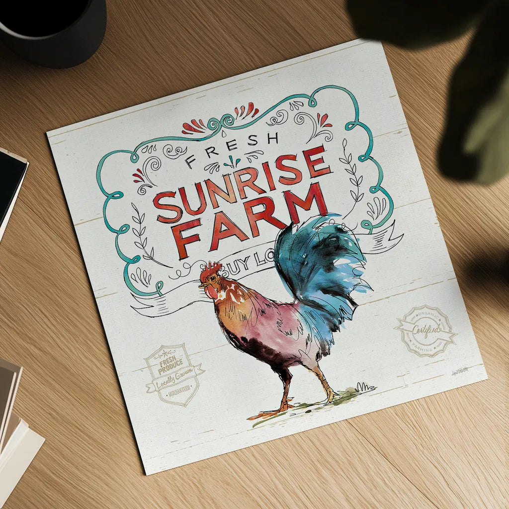 Down on the Farm VI by Anne Tavoletti. Shown as a detailed flat fine art print, highlighting archival giclee quality. Available as an archival giclee rolled canvas, fine art paper, or poster print. SKU 36687a.