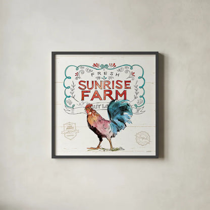 Down on the Farm VI by Anne Tavoletti. Shown in a sleek black glass frame for a contemporary gallery look. Available as an archival giclee rolled canvas, fine art paper, or poster print. SKU 36687a.