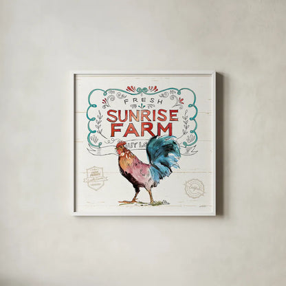 Down on the Farm VI by Anne Tavoletti. Shown in a crisp white glass frame for a clean and minimalist style. Available as an archival giclee rolled canvas, fine art paper, or poster print. SKU 36687a.