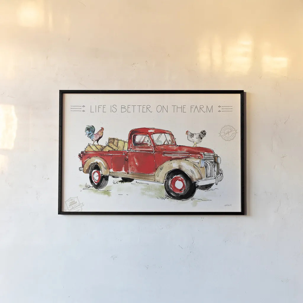 Down on the Farm VII by Anne Tavoletti. shown as a paper print in a black flame. Available as a archival giclee rolled canvas, fine art paper, or poster print. SKU 41994i.