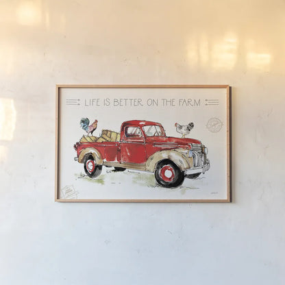 Down on the Farm VII by Anne Tavoletti. shown as a paper print in a natural frame. Available as a archival giclee rolled canvas, fine art paper, or poster print. SKU 41994i.