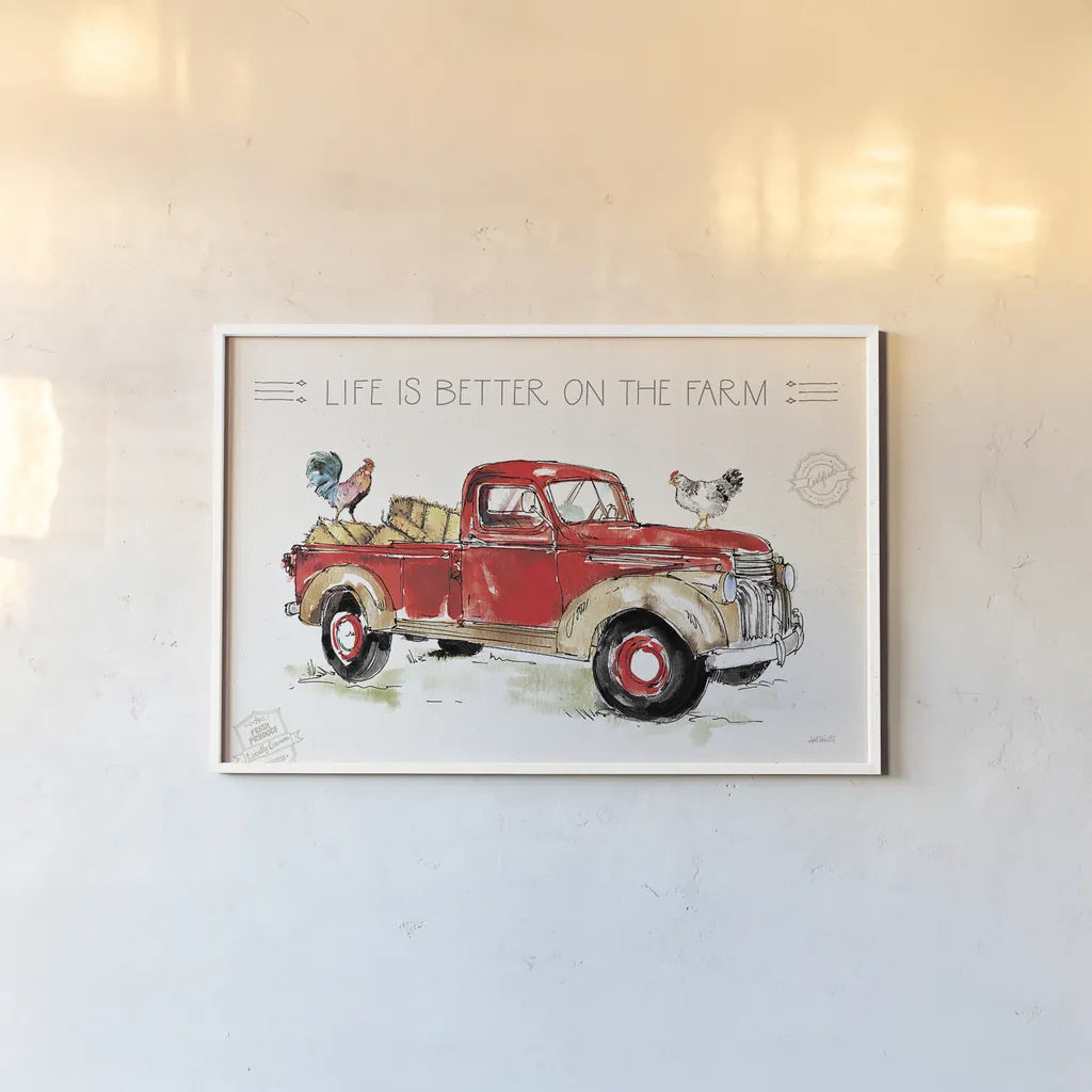 Down on the Farm VII by Anne Tavoletti. shown as a paper print in a white frame. Available as a archival giclee rolled canvas, fine art paper, or poster print. SKU 41994i.