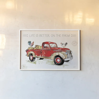 Down on the Farm VII by Anne Tavoletti. shown as a paper print in a white frame. Available as a archival giclee rolled canvas, fine art paper, or poster print. SKU 41994i.