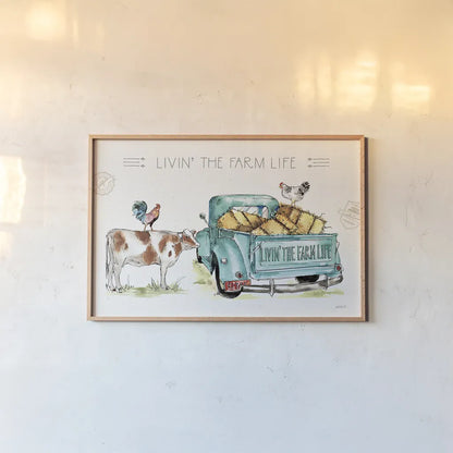 Down on the Farm VIII by Anne Tavoletti. shown as a paper print in a natural frame. Available as a archival giclee rolled canvas, fine art paper, or poster print. SKU 41995i.