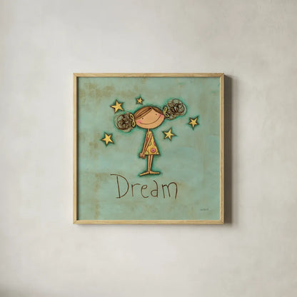 Dream by Anne Tavoletti. Shown in a natural wood glass frame for a timeless modern aesthetic. Available as an archival giclee rolled canvas, fine art paper, or poster print. SKU 10798a.