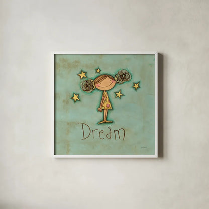 Dream by Anne Tavoletti. Shown in a crisp white glass frame for a clean and minimalist style. Available as an archival giclee rolled canvas, fine art paper, or poster print. SKU 10798a.
