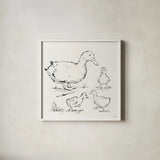 Duck Delight II by Anne Tavoletti. Shown in a crisp white glass frame for a clean and minimalist style. Available as an archival giclee rolled canvas, fine art paper, or poster print. SKU 86411a.