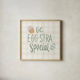 Eggstra Special VII by Anne Tavoletti. Shown in a natural wood glass frame for a timeless modern aesthetic. Available as an archival giclee rolled canvas, fine art paper, or poster print. SKU 102141a.