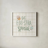 Eggstra Special VII by Anne Tavoletti. Shown in a crisp white glass frame for a clean and minimalist style. Available as an archival giclee rolled canvas, fine art paper, or poster print. SKU 102141a.