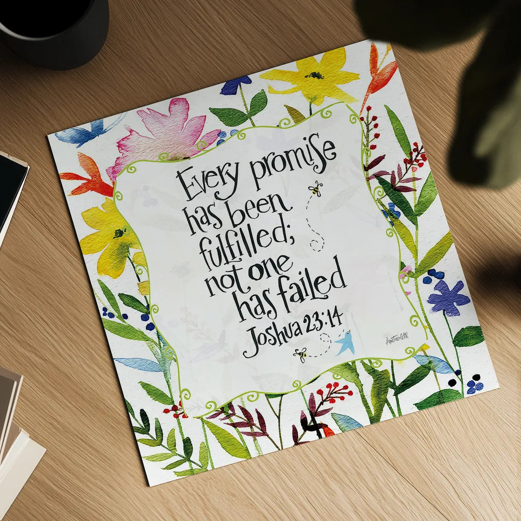 Every Promise has been Fulfilled Floral by Anne Tavoletti. Shown as a detailed flat fine art print, highlighting archival giclee quality. Available as an archival giclee rolled canvas, fine art paper, or poster print. SKU 59321a.