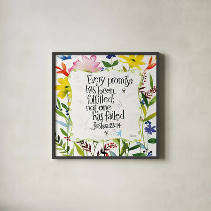 Every Promise has been Fulfilled Floral by Anne Tavoletti. Shown in a sleek black glass frame for a contemporary gallery look. Available as an archival giclee rolled canvas, fine art paper, or poster print. SKU 59321a.