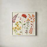 Fall Blooms I by Anne Tavoletti. Shown in a crisp white glass frame for a clean and minimalist style. Available as an archival giclee rolled canvas, fine art paper, or poster print. SKU 17748a.