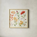 Fall Blooms II by Anne Tavoletti. Shown in a natural wood glass frame for a timeless modern aesthetic. Available as an archival giclee rolled canvas, fine art paper, or poster print. SKU 17749a.