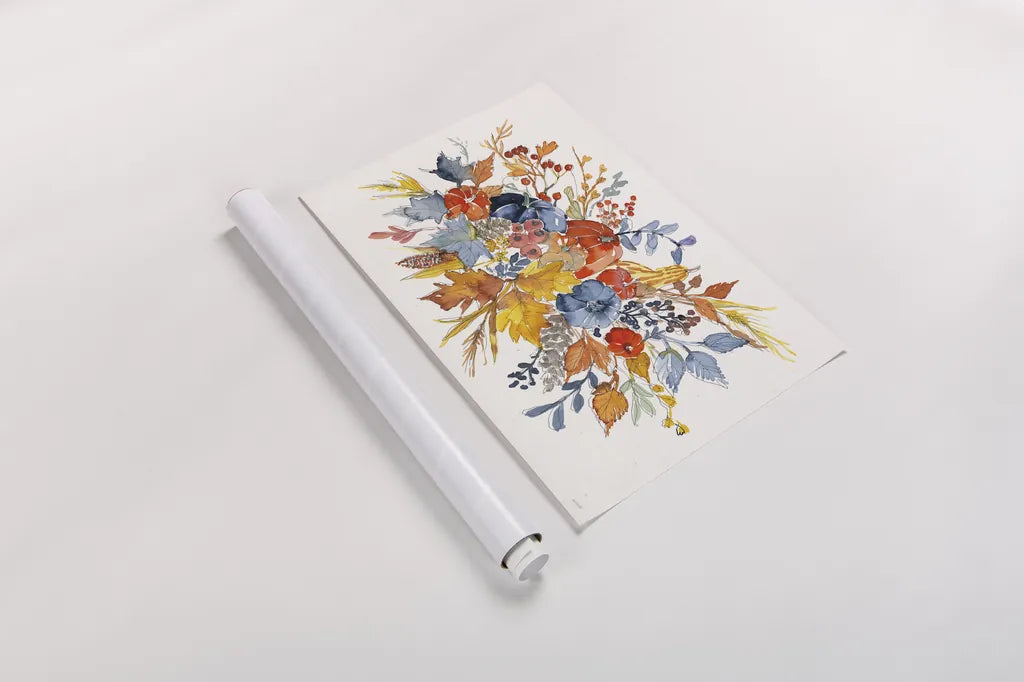 Fall Flair I by Anne Tavoletti. shown as a rolled paper print. Available as archival giclee rolled canvas, fine art paper, or poster print. SKU 80002i.