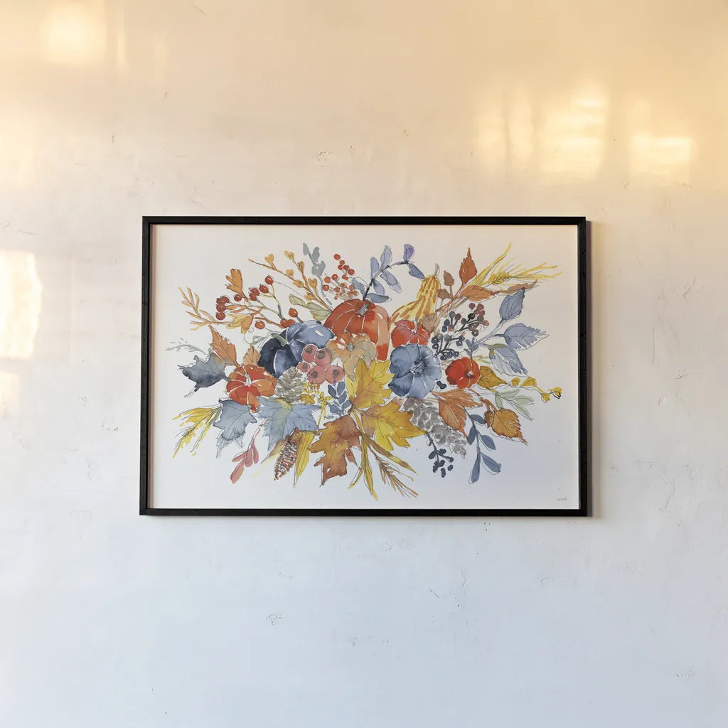 Fall Flair I by Anne Tavoletti. shown as a paper print in a black flame. Available as a archival giclee rolled canvas, fine art paper, or poster print. SKU 80002i.