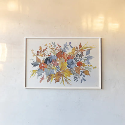 Fall Flair I by Anne Tavoletti. shown as a paper print in a white frame. Available as a archival giclee rolled canvas, fine art paper, or poster print. SKU 80002i.