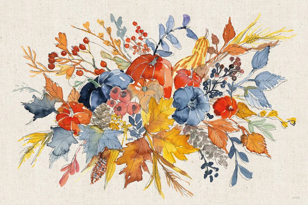 Fall Flair I Linen by Anne Tavoletti. SKU 80425i. Archival Giclee Fine art print for wall decor.