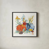 Fall Flair II by Anne Tavoletti. Shown in a sleek black glass frame for a contemporary gallery look. Available as an archival giclee rolled canvas, fine art paper, or poster print. SKU 80003a.