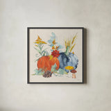 Fall Flair II Linen by Anne Tavoletti. Shown in a sleek black glass frame for a contemporary gallery look. Available as an archival giclee rolled canvas, fine art paper, or poster print. SKU 80426a.