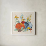 Fall Flair II Linen by Anne Tavoletti. Shown in a crisp white glass frame for a clean and minimalist style. Available as an archival giclee rolled canvas, fine art paper, or poster print. SKU 80426a.