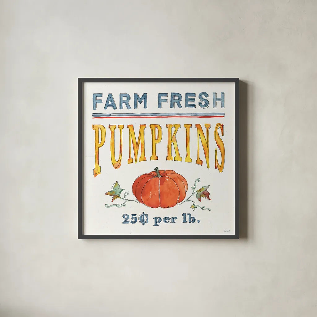 Fall Flair IV by Anne Tavoletti. Shown in a sleek black glass frame for a contemporary gallery look. Available as an archival giclee rolled canvas, fine art paper, or poster print. SKU 80005a.