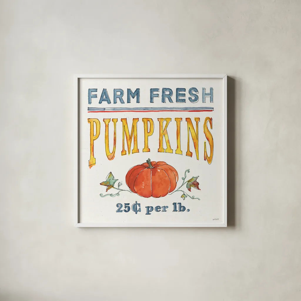 Fall Flair IV by Anne Tavoletti. Shown in a crisp white glass frame for a clean and minimalist style. Available as an archival giclee rolled canvas, fine art paper, or poster print. SKU 80005a.