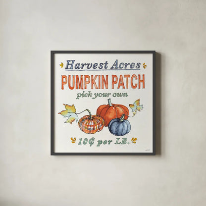 Fall Flair V by Anne Tavoletti. Shown in a sleek black glass frame for a contemporary gallery look. Available as an archival giclee rolled canvas, fine art paper, or poster print. SKU 80006a.