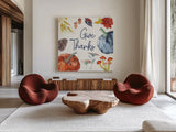 Fall Flair VI by Anne Tavoletti. Shown as extra-large giant wall art in a modern living room. Available as an archival giclee rolled canvas, fine art paper, or poster print. SKU 80007a.