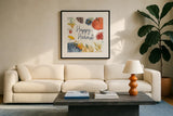 Fall Flair VII by Anne Tavoletti. Displayed in a glass frame with matte in a clean modern living room. Available as an archival giclee rolled canvas, fine art paper, or poster print. SKU 80008a.