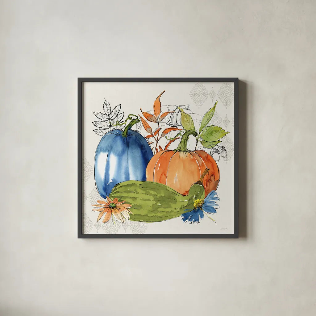 Fall Sweet Fall II by Anne Tavoletti. Shown in a sleek black glass frame for a contemporary gallery look. Available as an archival giclee rolled canvas, fine art paper, or poster print. SKU 92893a.