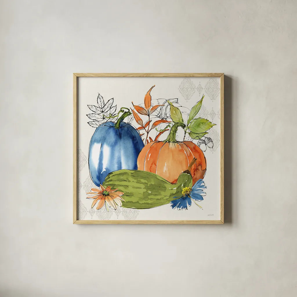 Fall Sweet Fall II by Anne Tavoletti. Shown in a natural wood glass frame for a timeless modern aesthetic. Available as an archival giclee rolled canvas, fine art paper, or poster print. SKU 92893a.