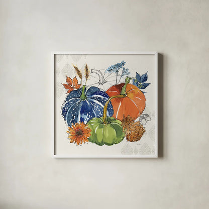 Fall Sweet Fall III by Anne Tavoletti. Shown in a crisp white glass frame for a clean and minimalist style. Available as an archival giclee rolled canvas, fine art paper, or poster print. SKU 92894a.