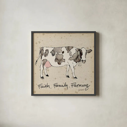 Farm Life I v2 by Anne Tavoletti. Shown in a sleek black glass frame for a contemporary gallery look. Available as an archival giclee rolled canvas, fine art paper, or poster print. SKU 59502a.