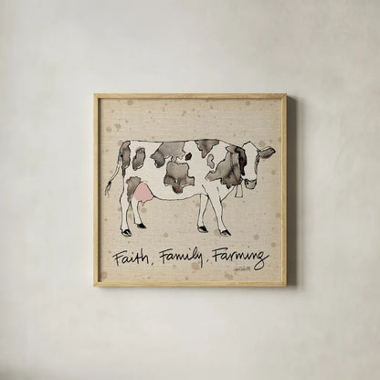 Farm Life I v2 by Anne Tavoletti. Shown in a natural wood glass frame for a timeless modern aesthetic. Available as an archival giclee rolled canvas, fine art paper, or poster print. SKU 59502a.