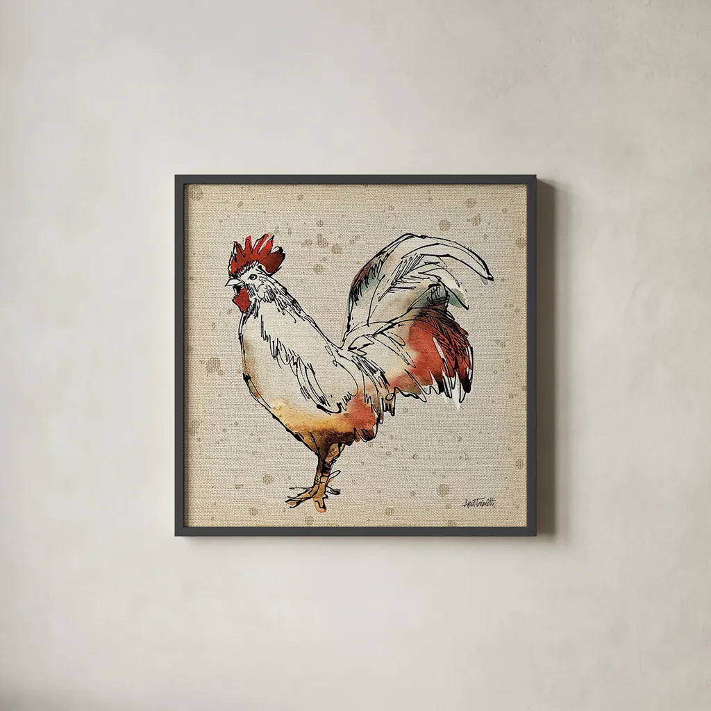 Farm Life V No Words by Anne Tavoletti. Shown in a sleek black glass frame for a contemporary gallery look. Available as an archival giclee rolled canvas, fine art paper, or poster print. SKU 18670a.