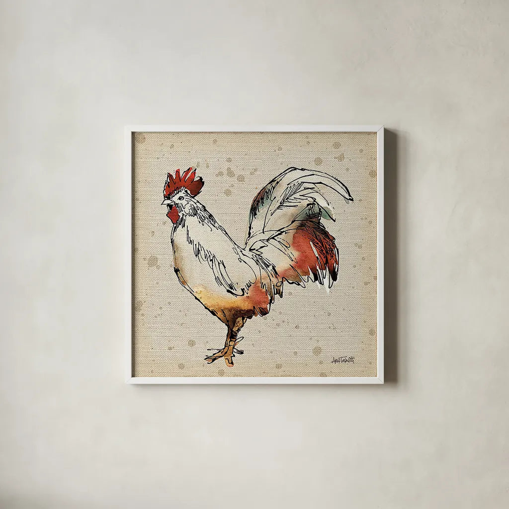 Farm Life V No Words by Anne Tavoletti. Shown in a crisp white glass frame for a clean and minimalist style. Available as an archival giclee rolled canvas, fine art paper, or poster print. SKU 18670a.