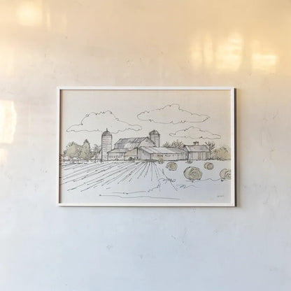 Farm Memories II by Anne Tavoletti. shown as a paper print in a white frame. Available as a archival giclee rolled canvas, fine art paper, or poster print. SKU 32813i.