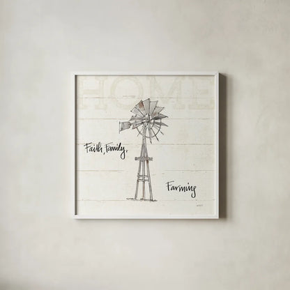 Farm Memories III by Anne Tavoletti. Shown in a crisp white glass frame for a clean and minimalist style. Available as an archival giclee rolled canvas, fine art paper, or poster print. SKU 32814a.