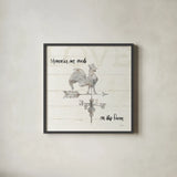 Farm Memories V by Anne Tavoletti. Shown in a sleek black glass frame for a contemporary gallery look. Available as an archival giclee rolled canvas, fine art paper, or poster print. SKU 32816a.