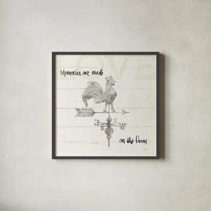 Farm Memories V by Anne Tavoletti. Shown in a sleek black glass frame for a contemporary gallery look. Available as an archival giclee rolled canvas, fine art paper, or poster print. SKU 32816a.