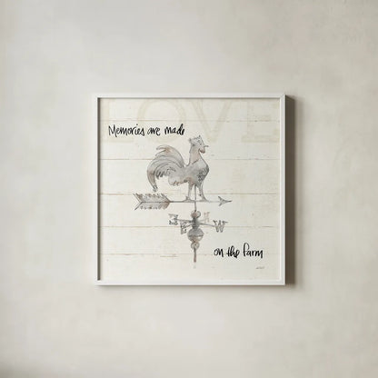 Farm Memories V by Anne Tavoletti. Shown in a crisp white glass frame for a clean and minimalist style. Available as an archival giclee rolled canvas, fine art paper, or poster print. SKU 32816a.