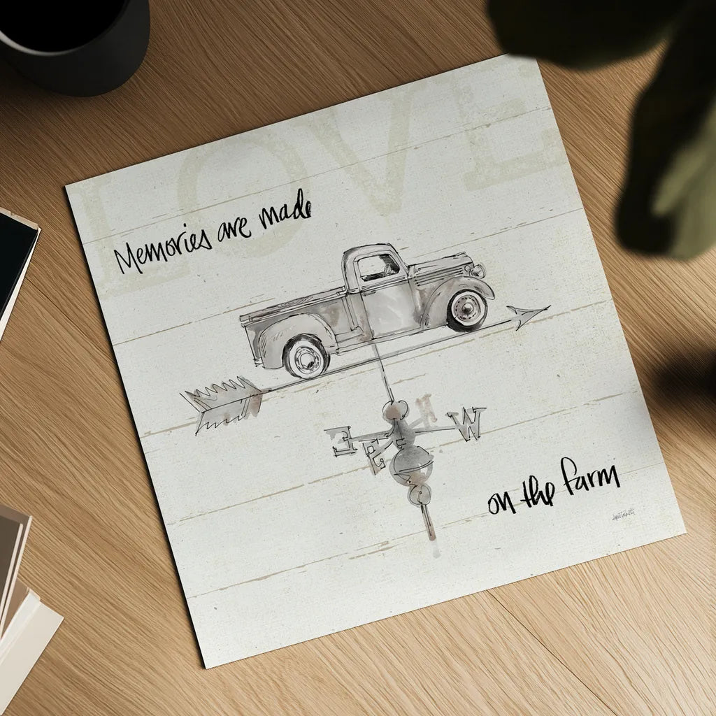 Farm Memories V Truck by Anne Tavoletti. Shown as a detailed flat fine art print, highlighting archival giclee quality. Available as an archival giclee rolled canvas, fine art paper, or poster print. SKU 40568a.