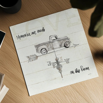 Farm Memories V Truck by Anne Tavoletti. Shown as a detailed flat fine art print, highlighting archival giclee quality. Available as an archival giclee rolled canvas, fine art paper, or poster print. SKU 40568a.