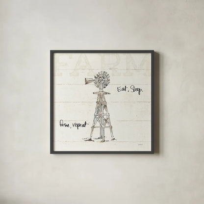 Farm Memories VI by Anne Tavoletti. Shown in a sleek black glass frame for a contemporary gallery look. Available as an archival giclee rolled canvas, fine art paper, or poster print. SKU 32817a.