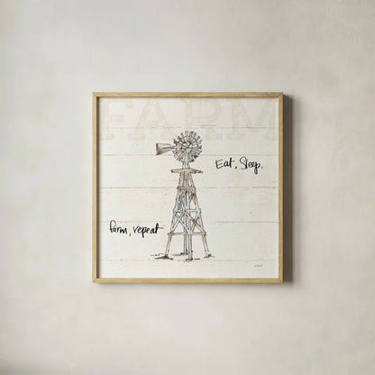 Farm Memories VI by Anne Tavoletti. Shown in a natural wood glass frame for a timeless modern aesthetic. Available as an archival giclee rolled canvas, fine art paper, or poster print. SKU 32817a.