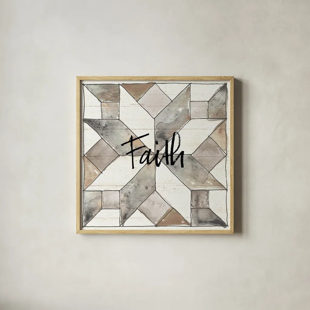 Farm Memories XI Faith by Anne Tavoletti. Shown in a natural wood glass frame for a timeless modern aesthetic. Available as an archival giclee rolled canvas, fine art paper, or poster print. SKU 34528a.