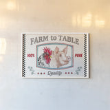 Farm Signs I by Anne Tavoletti. shown as a paper print in a white frame. Available as a archival giclee rolled canvas, fine art paper, or poster print. SKU 52701i.