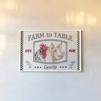 Farm Signs I by Anne Tavoletti. shown as a paper print in a white frame. Available as a archival giclee rolled canvas, fine art paper, or poster print. SKU 52701i.