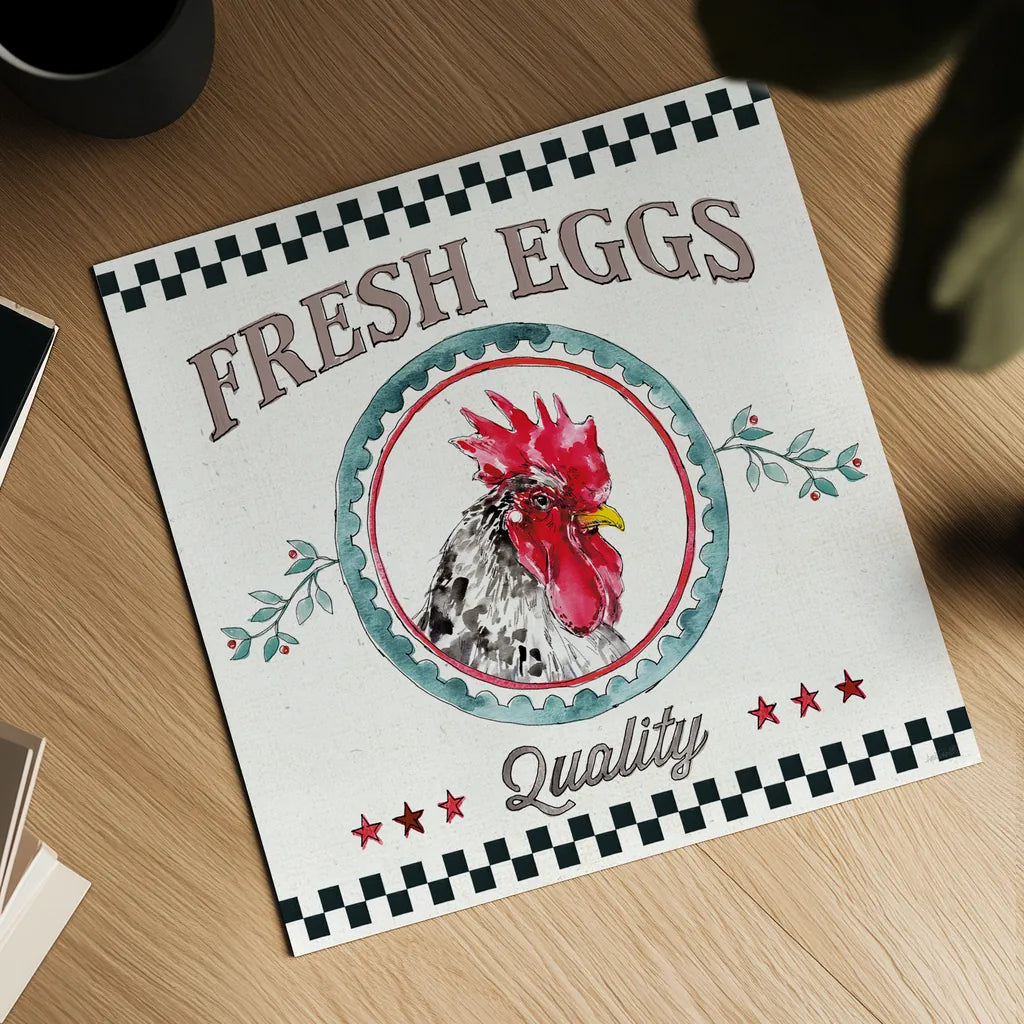 Farm Signs II by Anne Tavoletti. Shown as a detailed flat fine art print, highlighting archival giclee quality. Available as an archival giclee rolled canvas, fine art paper, or poster print. SKU 52702a.