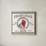 Farm Signs II by Anne Tavoletti. Shown in a natural wood glass frame for a timeless modern aesthetic. Available as an archival giclee rolled canvas, fine art paper, or poster print. SKU 52702a.
